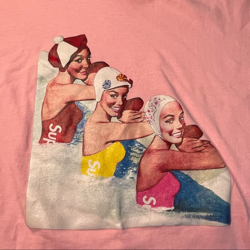 Supreme New York Lady Swimmers Pink Mens XL Size Graphic Tee Shirt Top - Picture 2 of 5